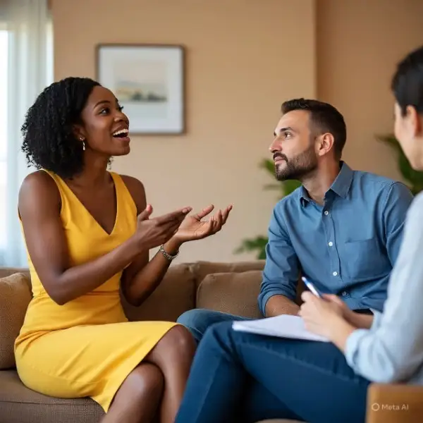 A couple with marriage therapist
